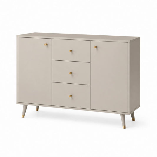 Credenza da sala da pranzo 2 ante 3 cassetti tortora in MDF rettangolare 120 x 40 x 80 cm