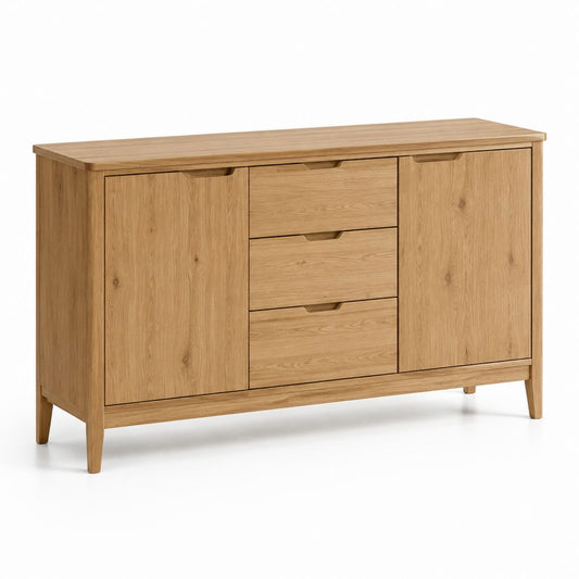 Credenza da sala da pranzo rovere naturale in MDF impiallacciato 140 x 40 x 90 cm