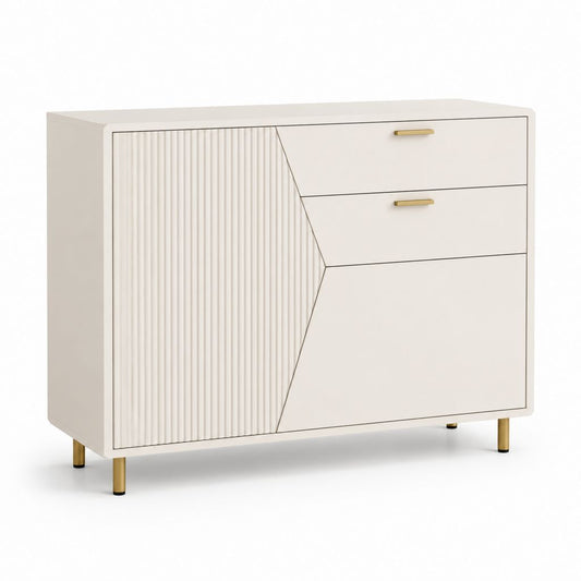 Credenza da sala da pranzo rettangolare bianca in MDF con anta e 3 cassetti 100 x 40 x 90 cm