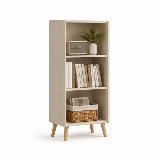 Libreria da soggiorno beige in MDF rettangolare 60 x 30 x 180 cm
