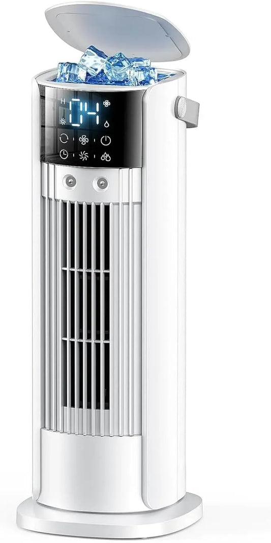 Ventilatore, portatile, timer, 3 velocità, oscillazione, timer di 10 ore, capacità di 700 ml, umidificatore 3 in 1