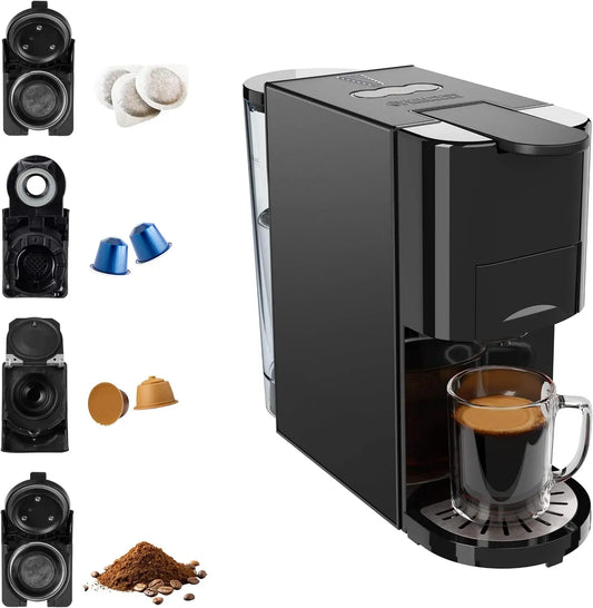 Nespresso 4-in-1 pompa, macchina da caffè elettrica, 1450 W, 19 bar, 800 ml, ampio serbatoio