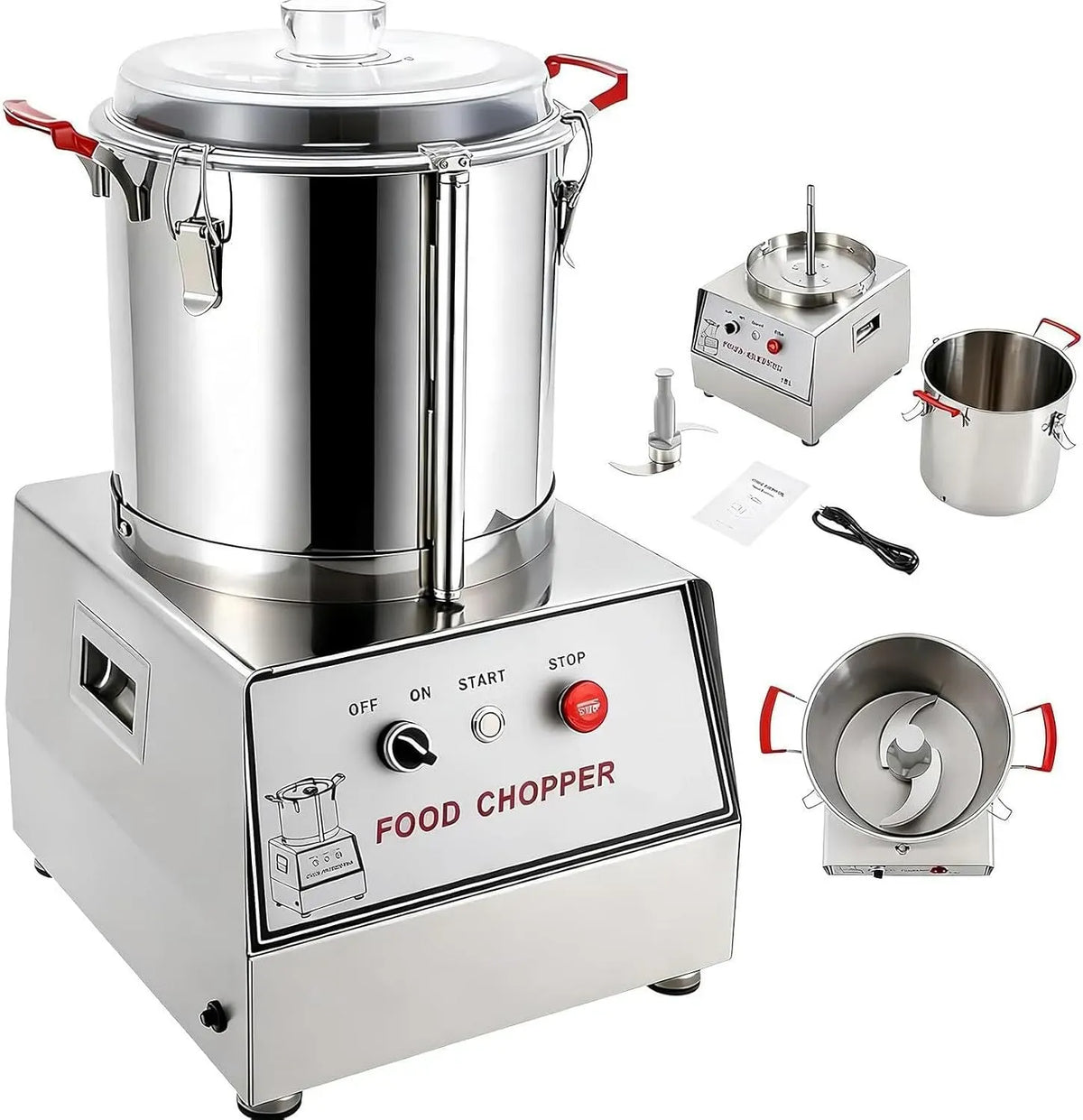 Robot da cucina, 7 L, professionale, acciaio inox, tritatutto elettrico in acciaio inox 7L
