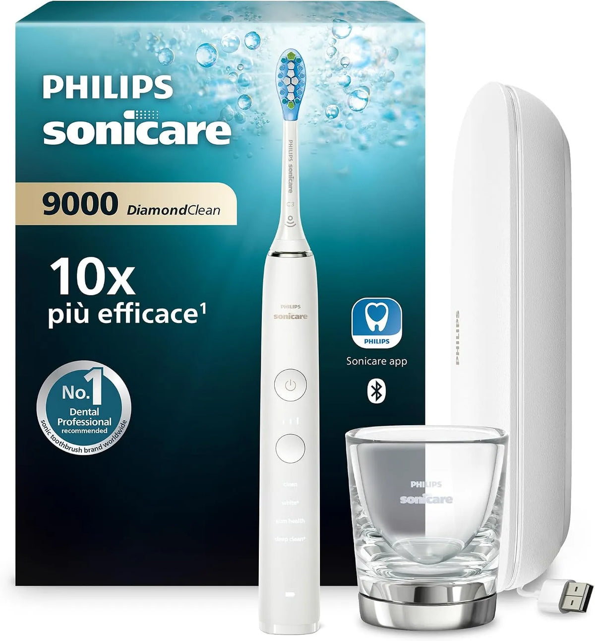 Philips HX9911/27 colore bianco, modello, Sonicare DiamondClean 9000 spazzolino elettrico sonico con app, Sonicare 9000