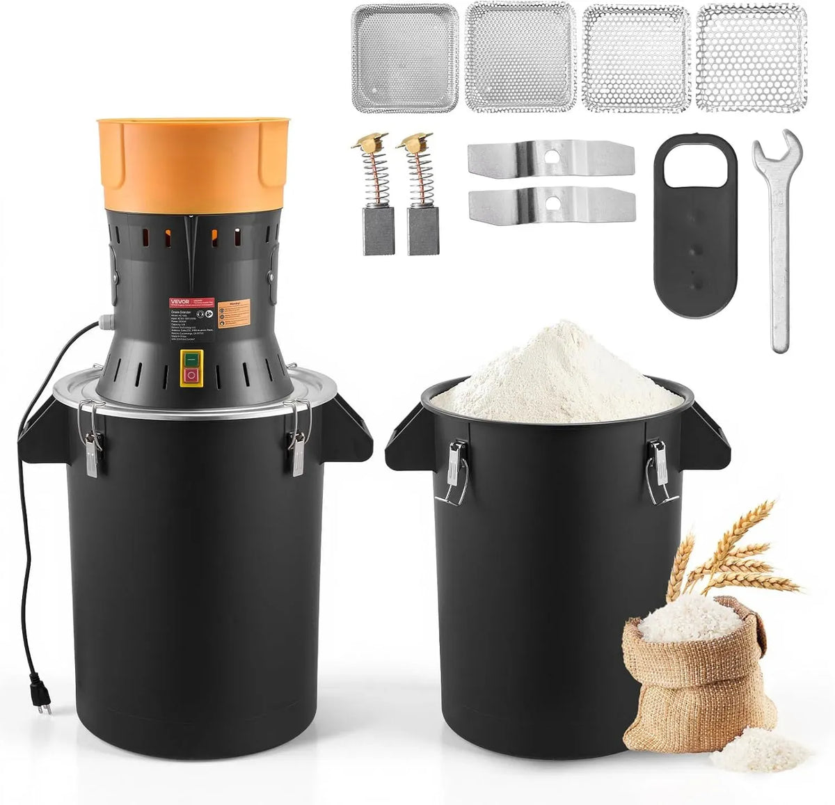 VEVOR Mulino, 53 L, 600 W, professionale, per Cereali Commerciale ad Alta Potenza da 600 W