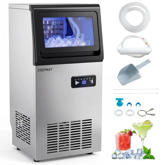 50kg/24h Macchina per Ghiaccio, 50 kg, professionale, per Ghiaccio Commerciale 50kg/24h, COSTWAY