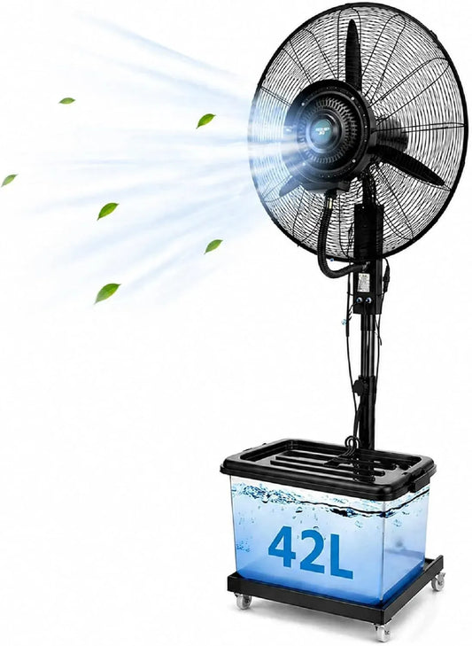 Ventilatore, 42 L, industriale, oscillazione, ampio serbatoio, oscillazione 90°