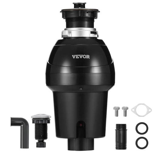 VEVOR Lavello da cucina, acciaio inox, Sistema di Smaltimento Rifiuti Alimentari in Acciaio Inox, 3960 giri/min, Motore CC, Supporto EZ, 0,74 kW