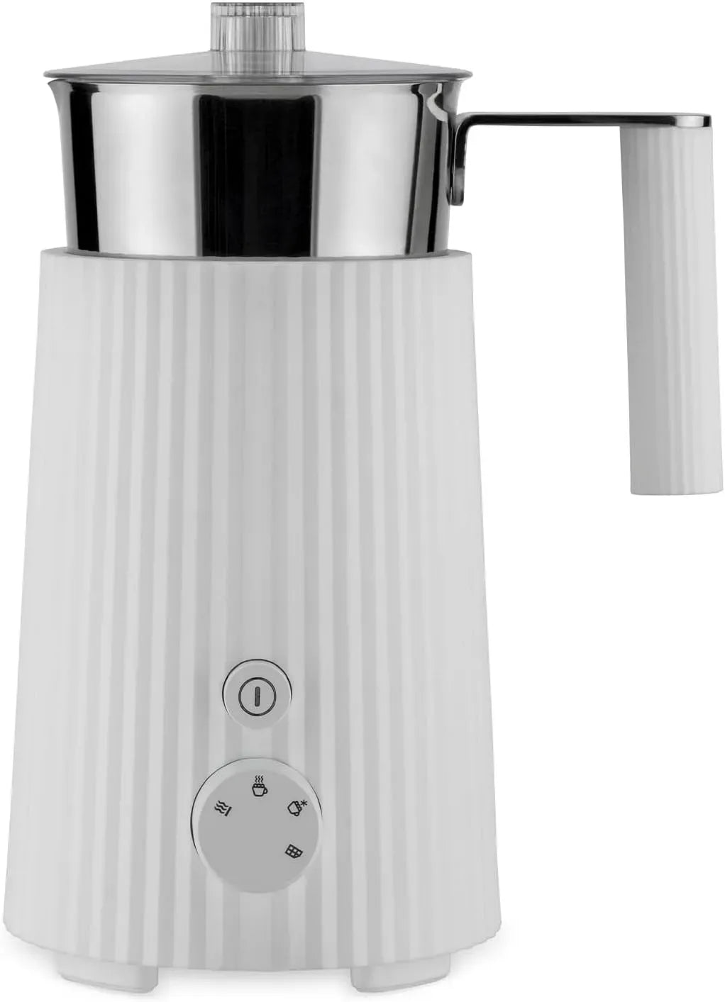 Montalatte, 600 W, cappuccinatore, Alessi MDL13, acciaio inox, bianco, in Resina Termoplastica con Bricco in Acciaio Inossidabile, 35 cl