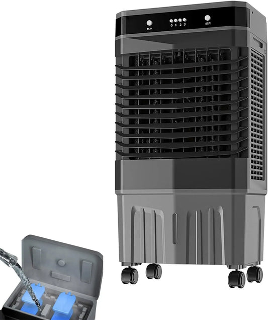 Raffrescatore Evaporativo Portatile, per Casa, 40–50L Raffreddamento ad Acqua con Telecomando, Swamp Cooler 3 Velocità, Oscillazione 120°, Garage e