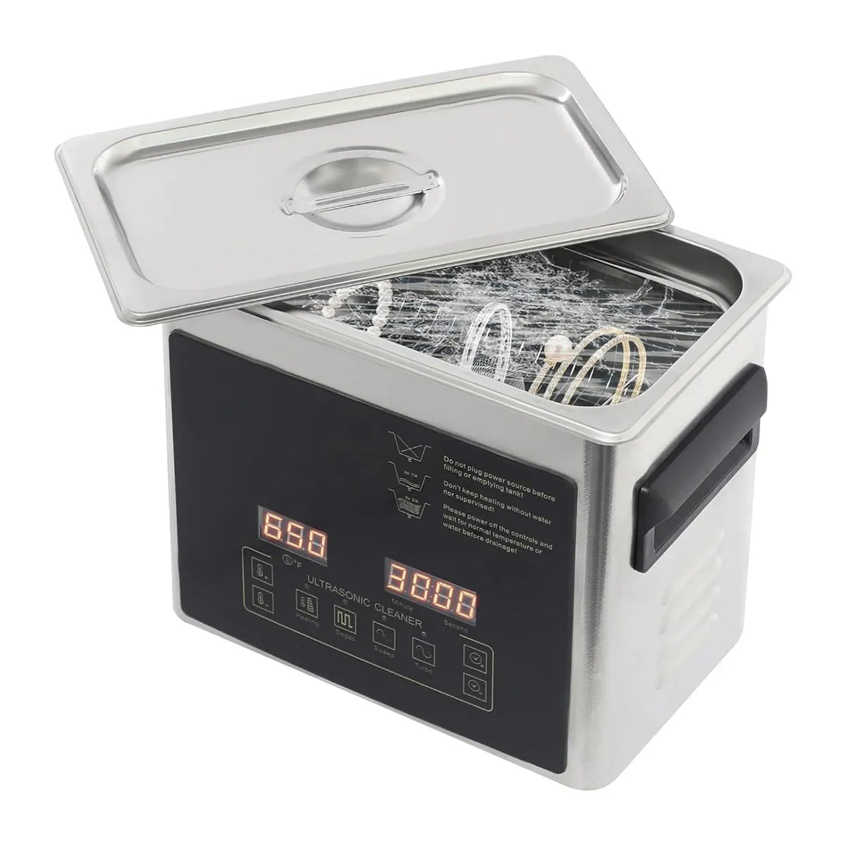 vasca per pulizia a ultrasuoni, Pulitore, 3,2 L, 100 W, 120 W, timer, professionale, display digitale, funzione riscaldante, per gioielli