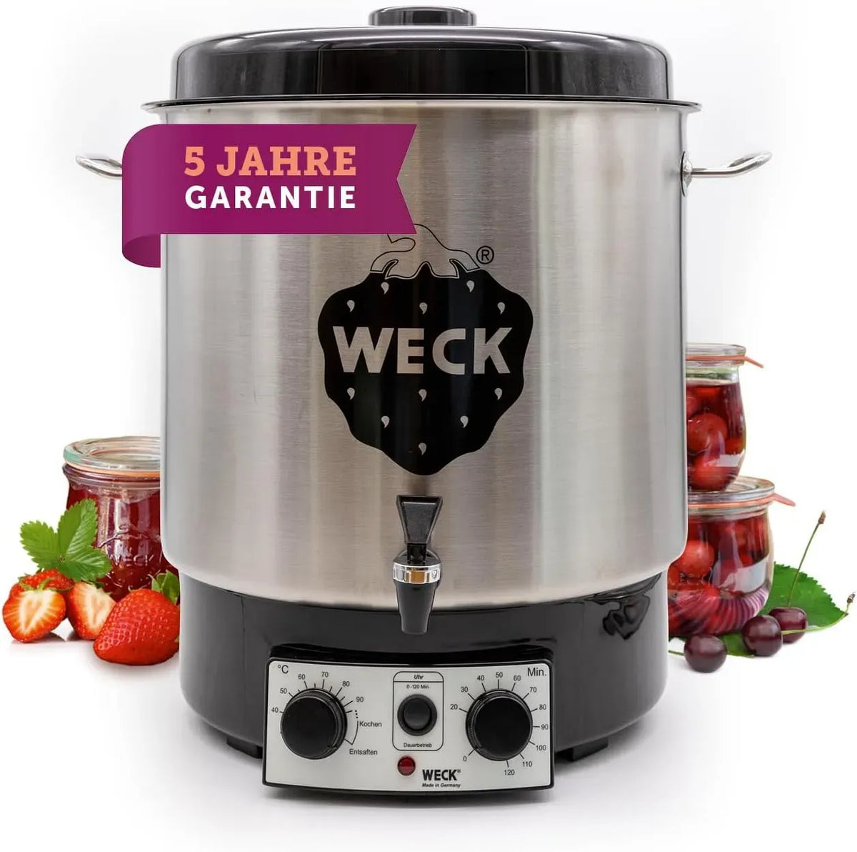 Pentola e padella, 30 L, WECK WAT25-A, timer, vapore, acciaio inox, rubinetto e timer, spremiagrumi a vapore