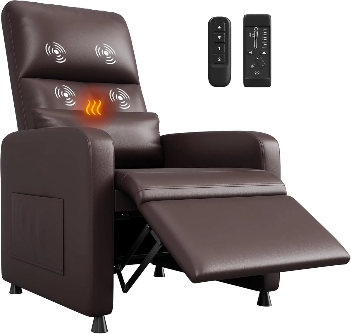 Poltrona relax con massaggio, Portata 180kg, 2 Memorie Di Posizione, 4 Punti Massaggio, Pelle PU, Spina UE