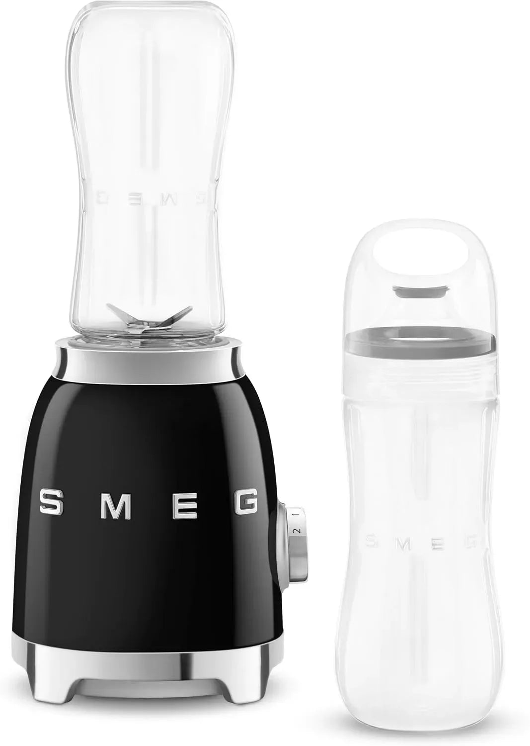Smeg PBF01BLEU Frullatore, 2 bottiglie, 300 W, nero, 2 Bottiglie da 600 ml in Dotazione, 2 Livelli di Velocità
