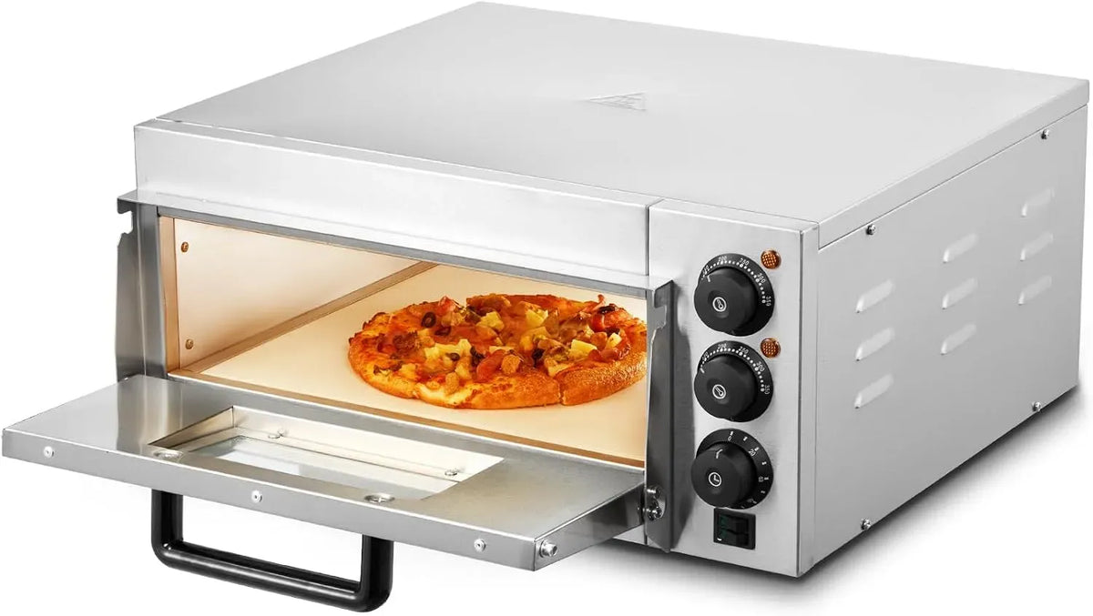 VEVOR Forno elettrico per pizza, 14 pollici, pietra refrattaria, professionale, acciaio inox, 14' Single Deck Layer