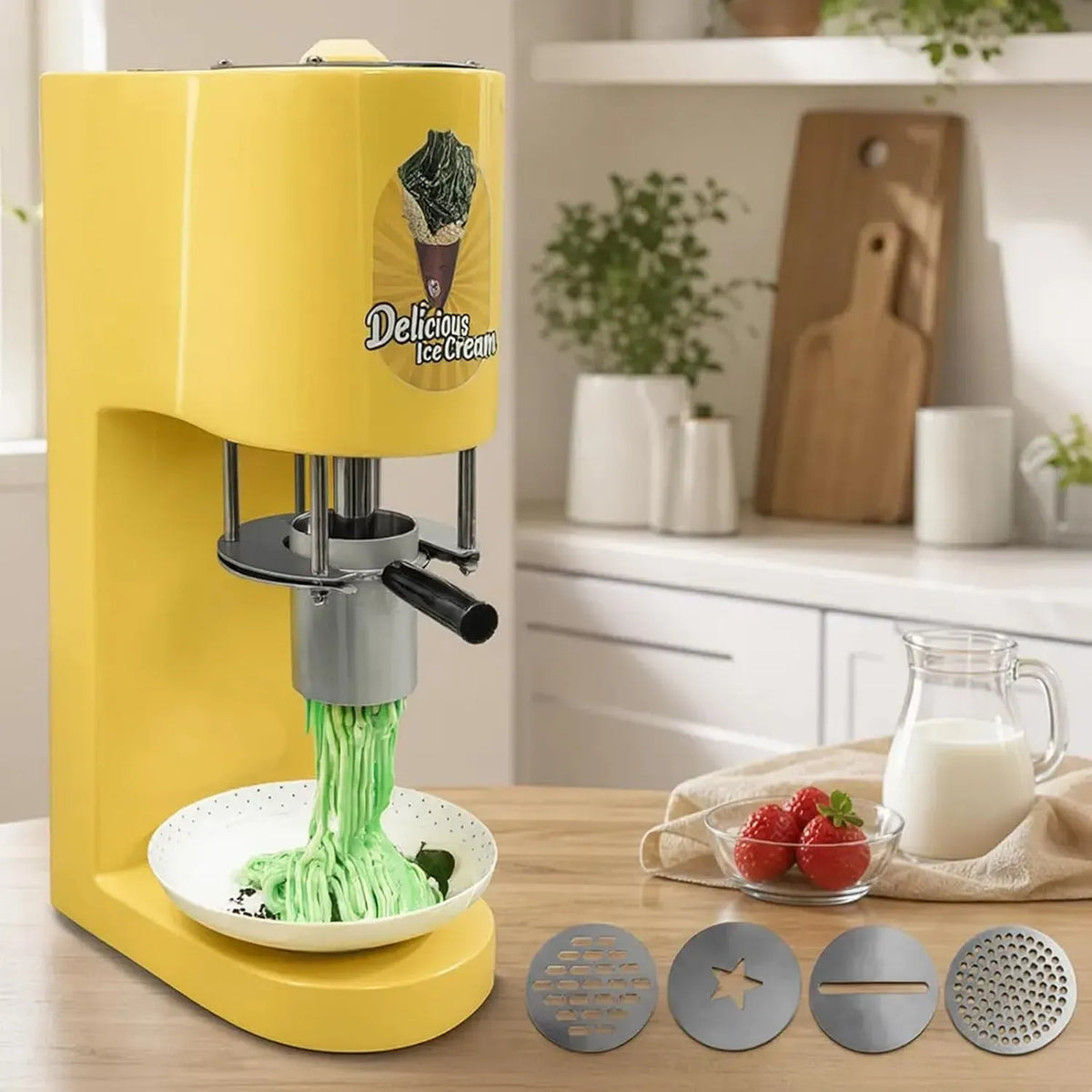 Ingombro Ridotto, Design Verticale Compatto, Gelatiera Professionale in Acciaio Inox da 80 W, per Gelato A Forma di Spaghetti, Perfetta per Ristoranti