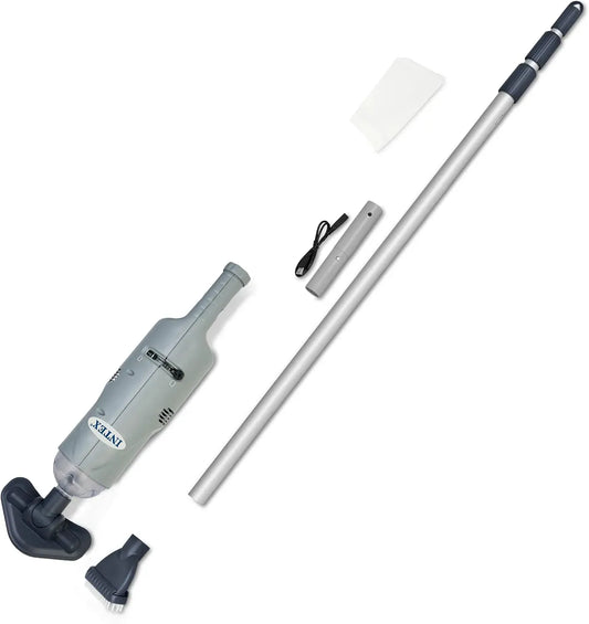 28620EP colore: grigio, Intex, Aspiratore per piscine e vasche idromassaggio, ricaricabile e portatile