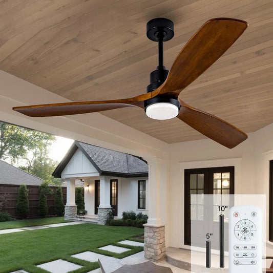 Ventilatore, 150 cm, motore CC reversibile silenzioso, 3 pale in noce