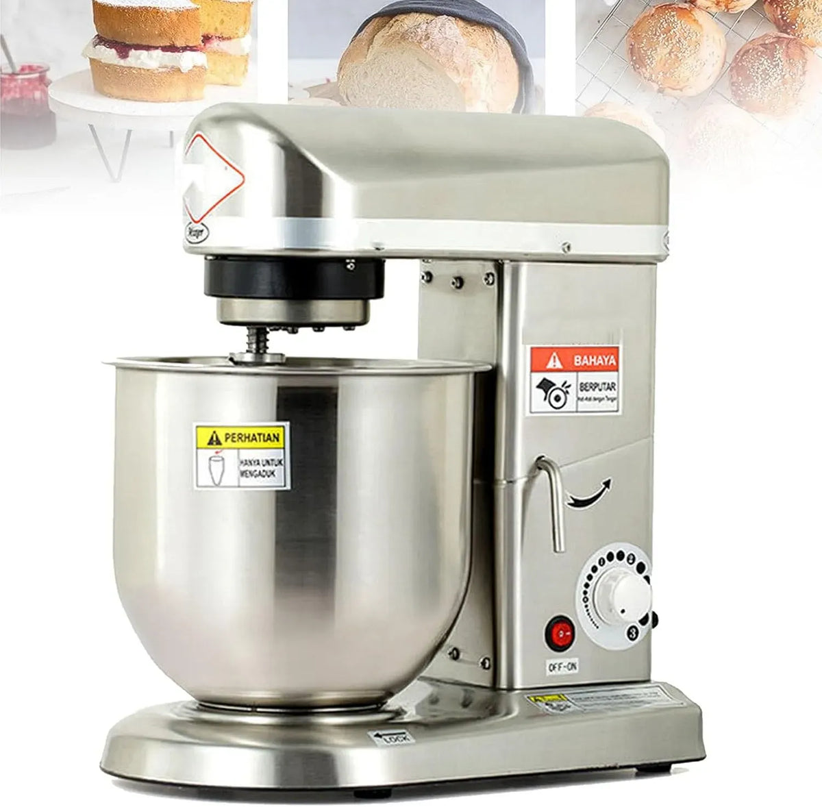 Robot da cucina, 500 W, professionale, acciaio inox, Impastatrice commerciale con ciotole in acciaio inox