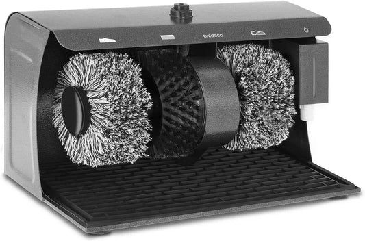 BC-S-POL3 Lucidascarpe, Dispenser, macchina elettrica lustrascarpe, 120 W, 200 ml, acciaio inox, nero