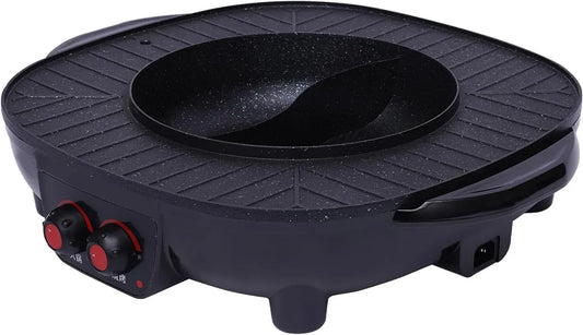 Pentola e padella, 2000 W, rivestimento antiaderente, grill, Hot Pot elettrico 2 in 1 con grill, 2000 W da tavolo e fonduta per 5, 6 persone
