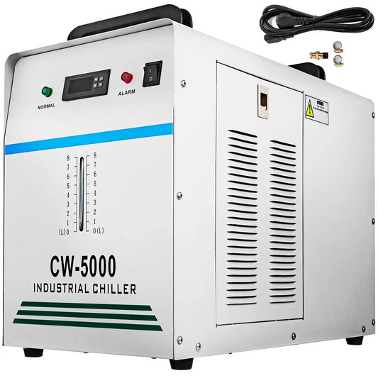 CW 5000 80/100W Raffreddatore, 6 L, 100 W, 220 V, industriale, ampio serbatoio, per tubo laser dell'anidride carbonica 80/100W
