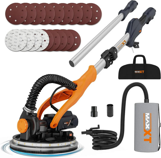 Levigatrice, Motore, 820 W, 225 mm, per cartongesso Pieghevole Con aspirazione polvere VERO, MAXXT