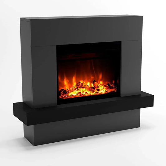 Ventilatore, 114x97x32 cm, GLOW FIRE, grigio, fuoco LED in 3 colori, Stufa a camino PANDORA Elettrica con riscaldamento