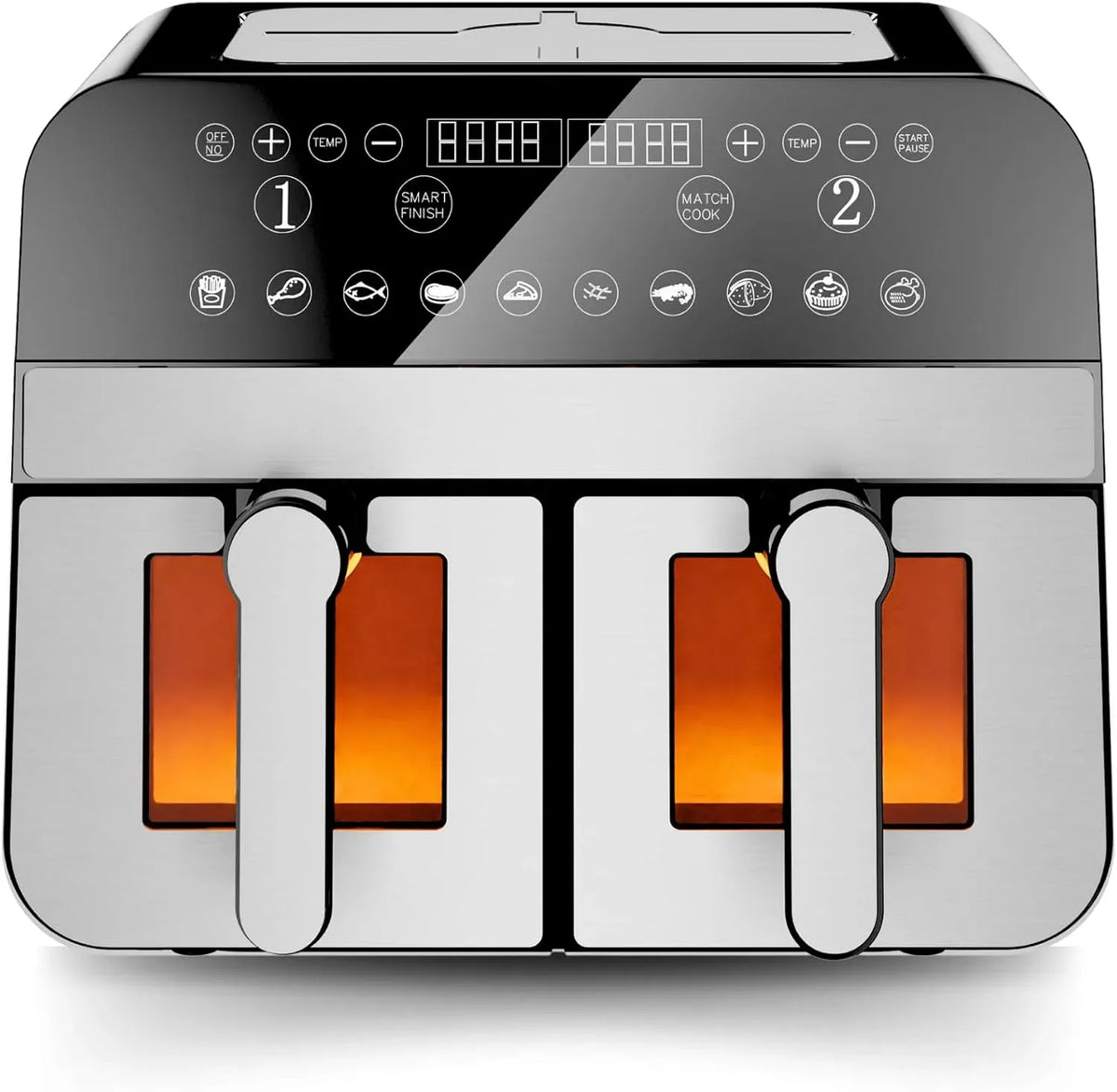 Friggitrice ad aria, 9 L, 2400 W, Comfy CNAFD45WS, grigio, doppio cestello digitale 2400W con finestra 9L