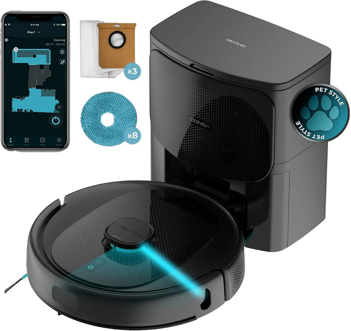 Cecotec 240min Robot aspirapolvere, 10000Pa, App, Autonomia