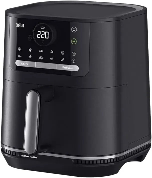 Braun HF5054IBK Forno elettrico, 6 L, 15 programmi, rivestimento antiaderente, nero, Cestello Ceramico antiaderente, MultiFry 5