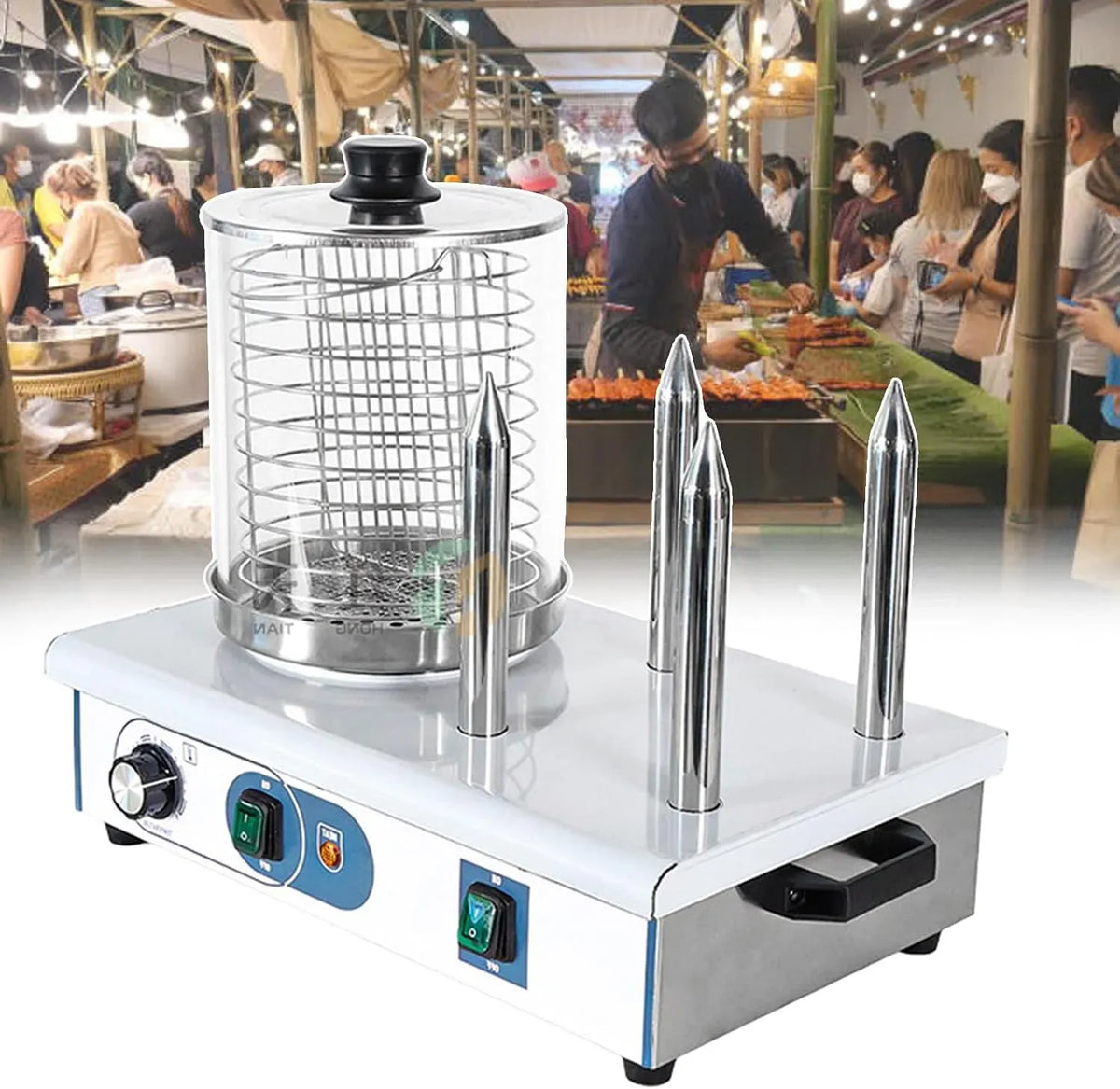 Macchina per Hot, Griglia, piastra per panini e sandwich, 50 a 200 °C, professionale, 2 zone di temperatura, funzione riscaldante, per Hot Dog