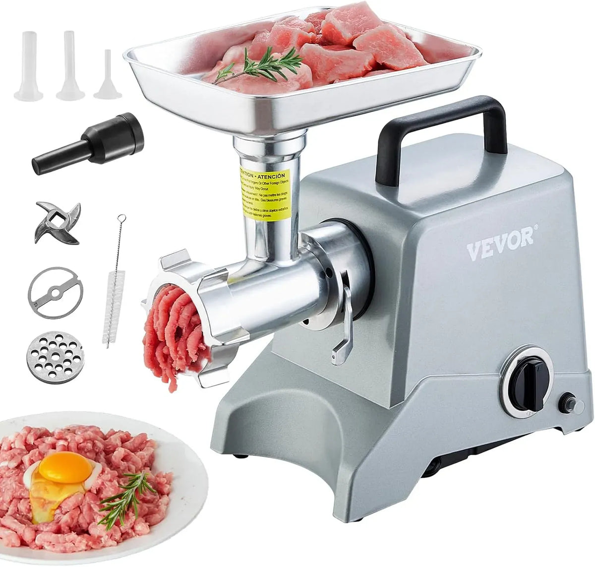 VEVOR Piastra, 440 x 200 x 300 mm, 575 W, 800 W, 2,27 kg/min, industriale, alluminio, per Insaccare Salsicce e 3 Tubi