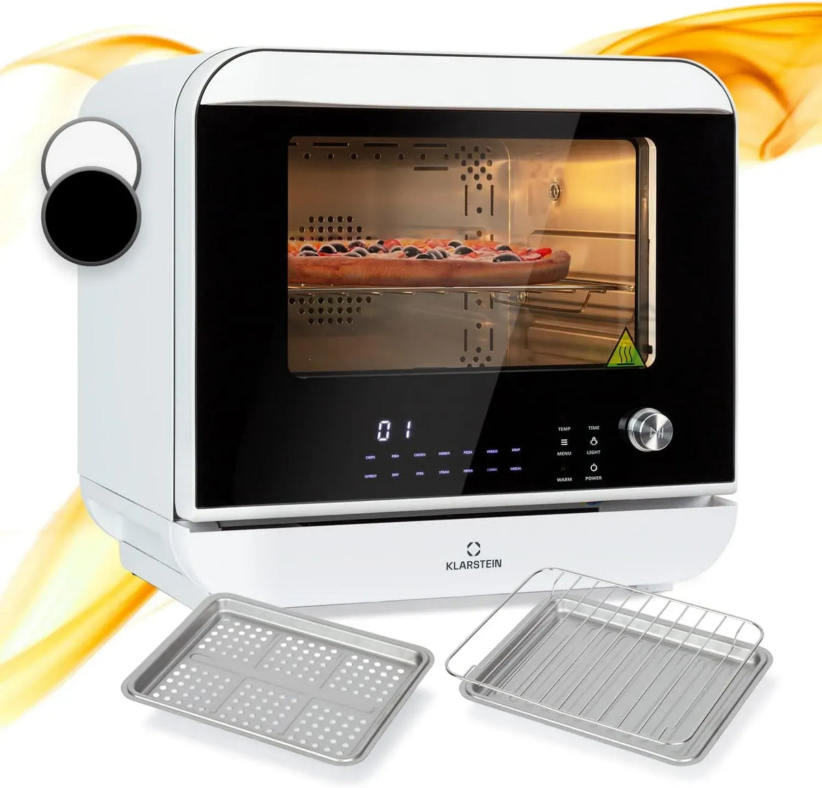 Klarstein Forno elettrico, 18 L, 2450 W, 10 programmi, timer, 2 zone di temperatura, Air Fryer 2450W