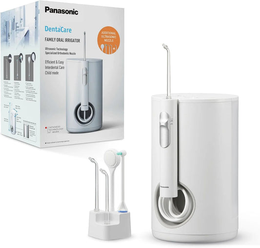 Panasonic EW1614AW503 IPX7 Ortodontico, Idropulsore per Denti, per Modalità Bambino, EW1614AW503 PACK Irrigatore Orale per la Famiglia, 10, 5 ugelli