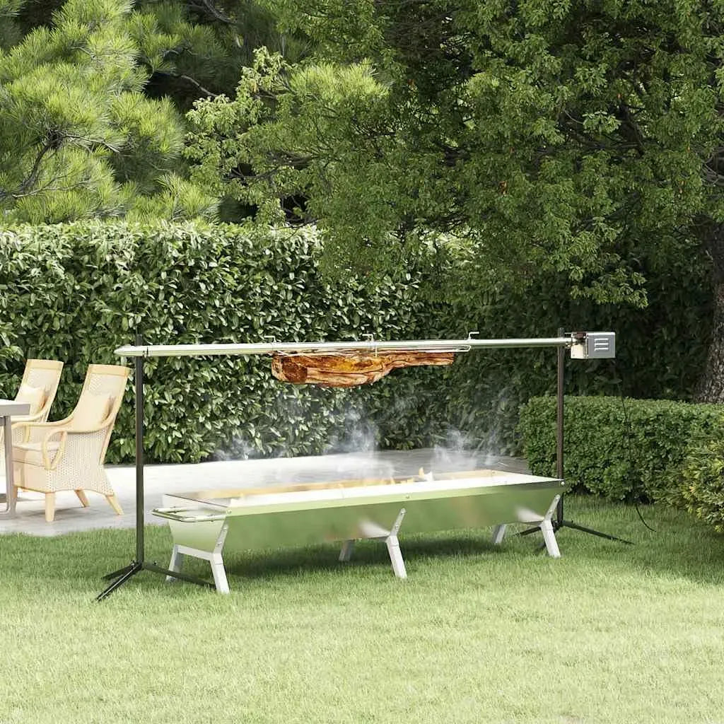 barbecue, stazione, Griglia, motore, 207 x 45 x 83 cm, acciaio inox, per barbecue a carbonella con vassoio di raccolta