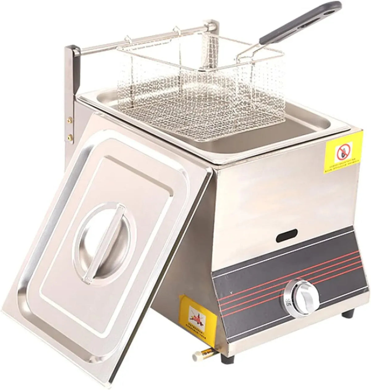Friggitrice a gas professionale Deep Fryer, friggitrice per patatine di pollo in acciaio inossidabile dotato di serbatoio da 6 litri con paletta per