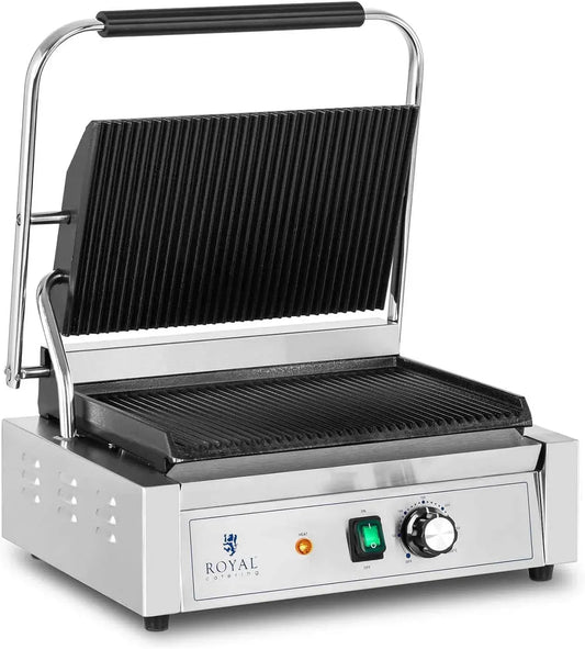 Piastra, piastra per panini e sandwich, 2200 W, 50 a 300 °C, ristorazione, ghisa, acciaio inox, per Panini Toast e Bistecchiera Elettrica