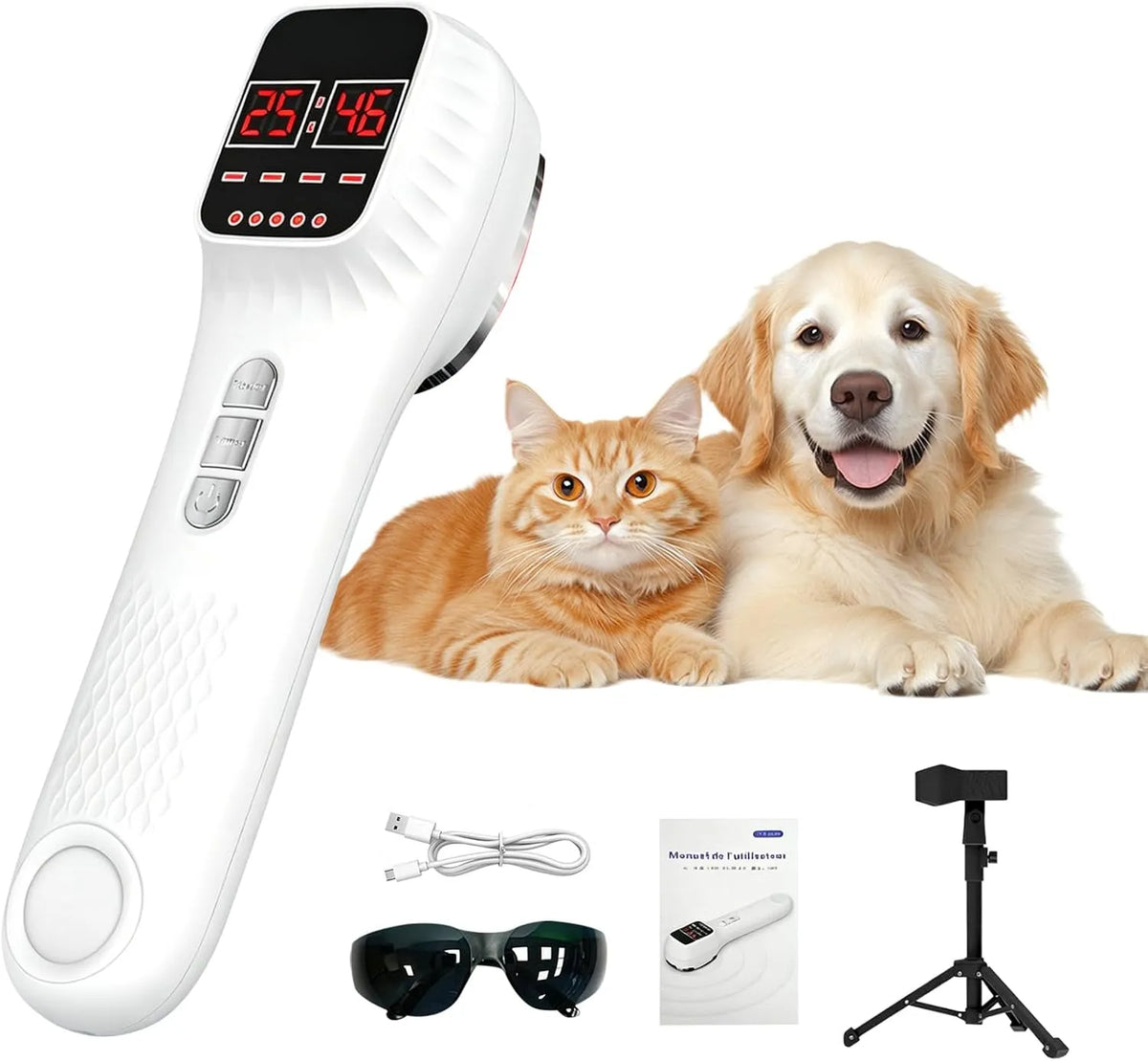 supporto, 650 nm, 808 nm, portatile, timer, 4 livelli, per terapia uomo e animale
