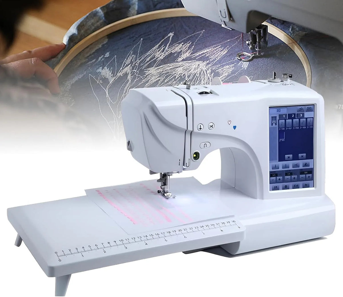 Macchina da ricamo, macchina da cucire, macchina per cucito elettrica, ricamatrice elettrica, touch, display LCD, per la casa
