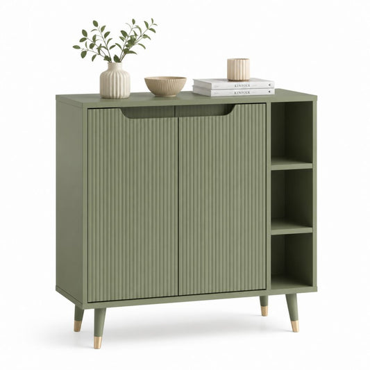 Credenza da sala da pranzo verde in MDF rettangolare con 2 ante e ripiani 120 x 40 x 100 cm