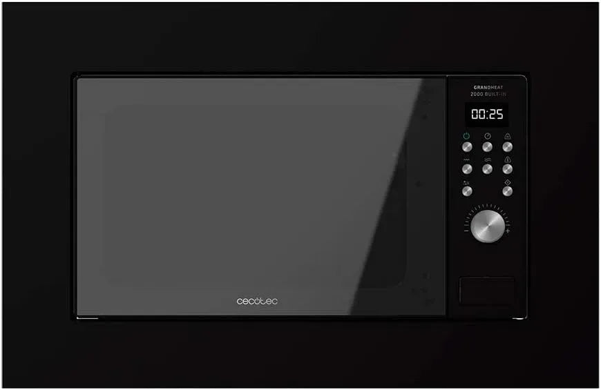 Cecotec GrandHeat 2000 Forno a microonde, 20 L, 700 W, 9 programmi, grill, da incasso, nero, 9 funzioni preimpostate