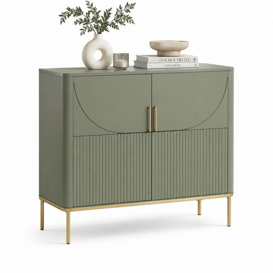 Credenza 4 ante verde salvia in MDF laccato 120 x 40 x 100 cm