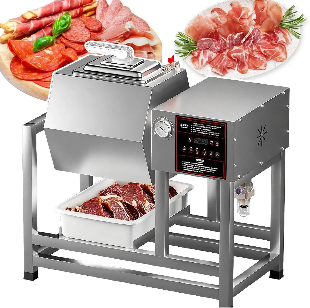 Marinatore sottovuoto per carne, pannello intelligente con timer, acciaio inossidabile 304, marinatura rapida in 30 minuti, rotazione bidirezionale