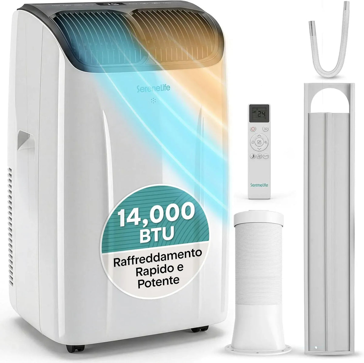 Condizionatore BTU 4 4-in-1, portatile, 000 -in-1 Raffredda/Riscalda/Deumidifica/Ventola, Climatizzatore Portatile
