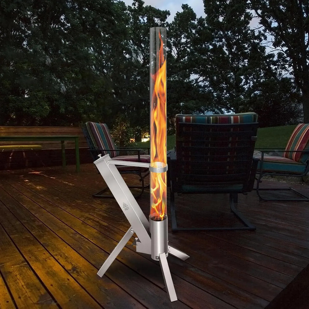 Outdoor Pellet Heater, per giardino e cortile, aggiungere spazio luce e ambiente per portico, Pellet Heater per Patio dotato di tubo di vetro 100 cm