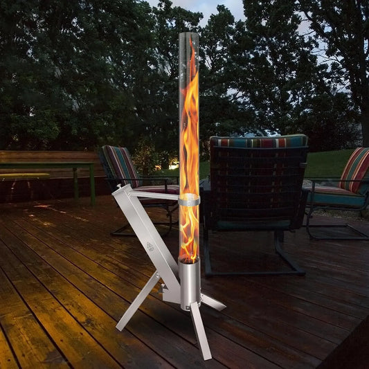 Outdoor Pellet Heater, per giardino e cortile, aggiungere spazio luce e ambiente per portico, Pellet Heater per Patio dotato di tubo di vetro 100 cm