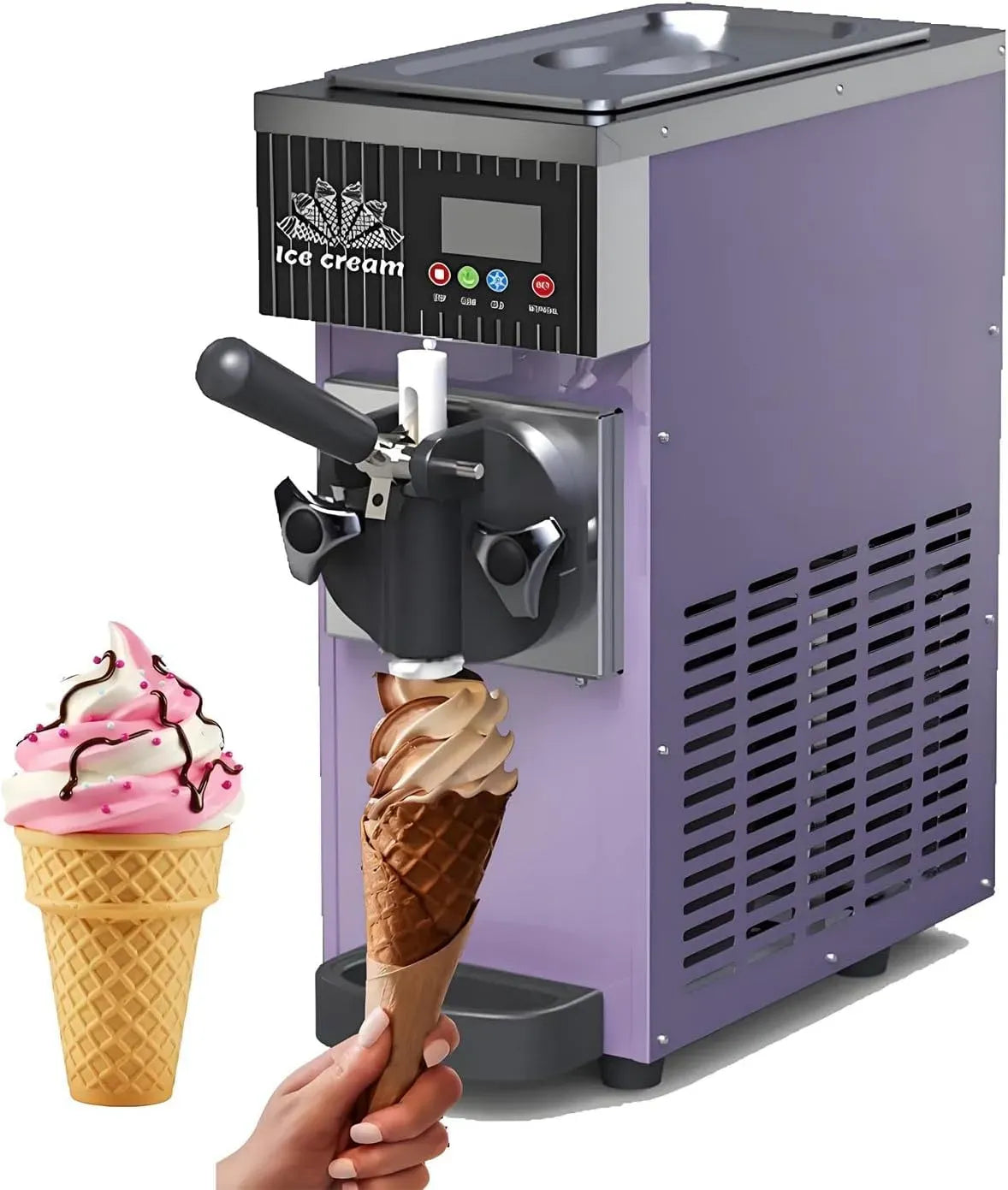 Sorbetto, Bevande, per Gelatiera Professionale da banco, 450 W, 3,5 l, 51 x 20 x 40 cm Purple, yogurtiera per Gelato Soft con Pulizia Automatica per