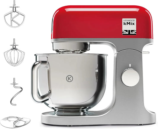 Kenwood KMX750RD Accessorio per elettrodomestico, 5 L, 1000 W, dimensioni personalizzabili, acciaio inox, rosso, 3 Ganci di Miscelazione
