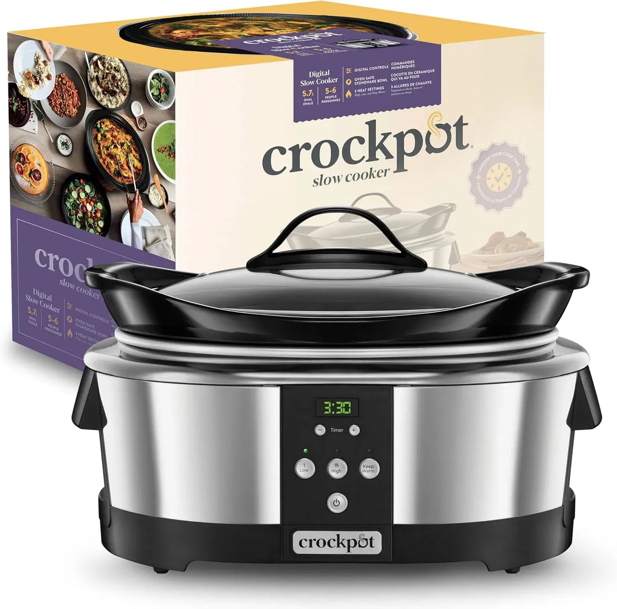 Pentola e padella, 5.7 L, 230 W, argento, Adatta Fino a 8 Persone, Capienza 5